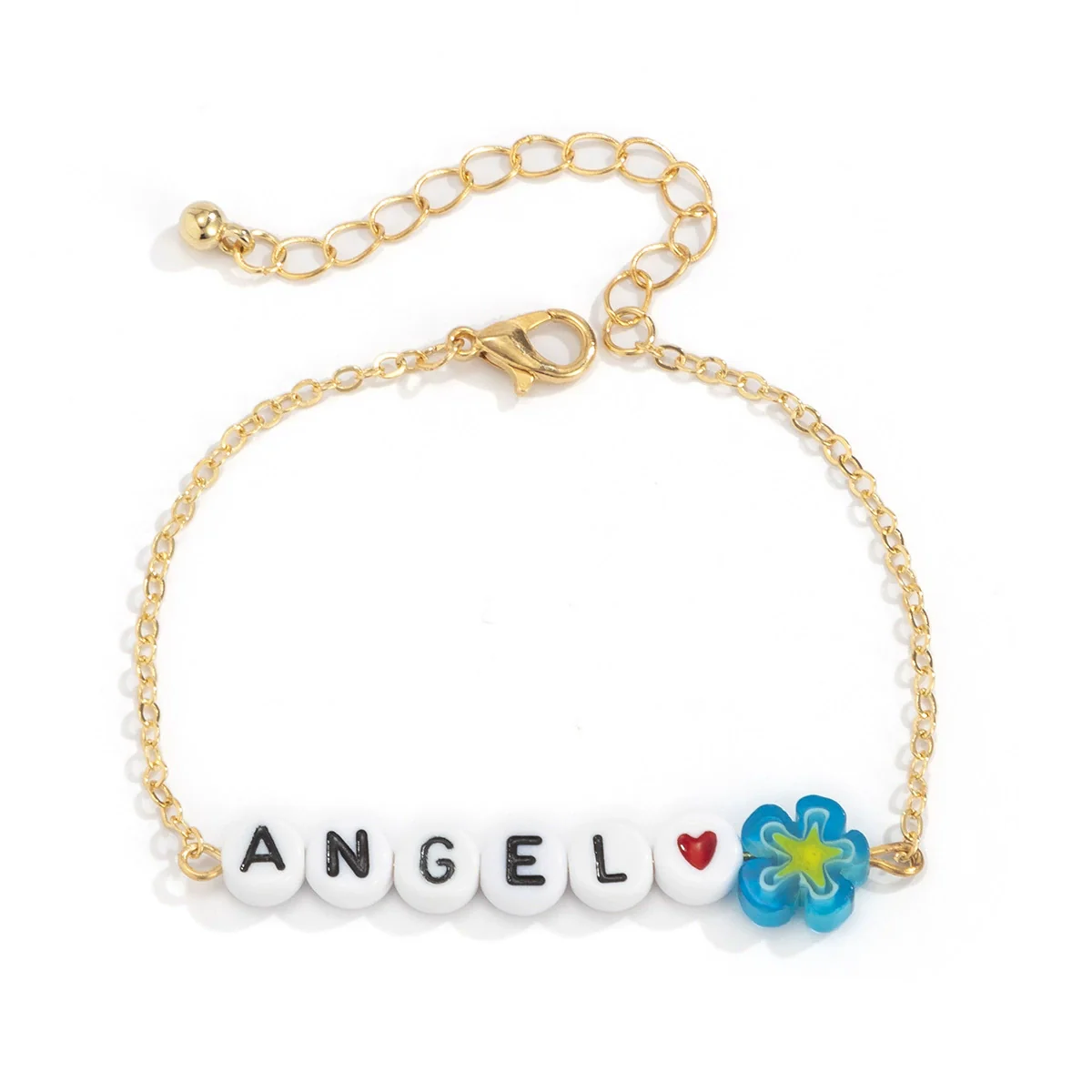 Simple Metal Chain Letter Glass Small Flower Collarbone Necklace Material Fine Copperclad Iron Acrylic Glass Flower Process Electroplating - Image 8