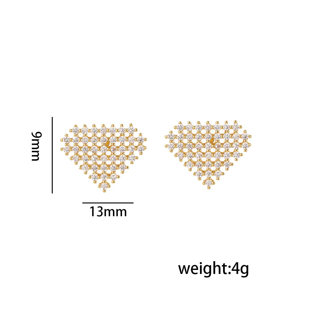 Simple Style Geometric Love Zirconium Diamond Earrings Copper Titanium Steel Vacuum Plated For Women - Image 5