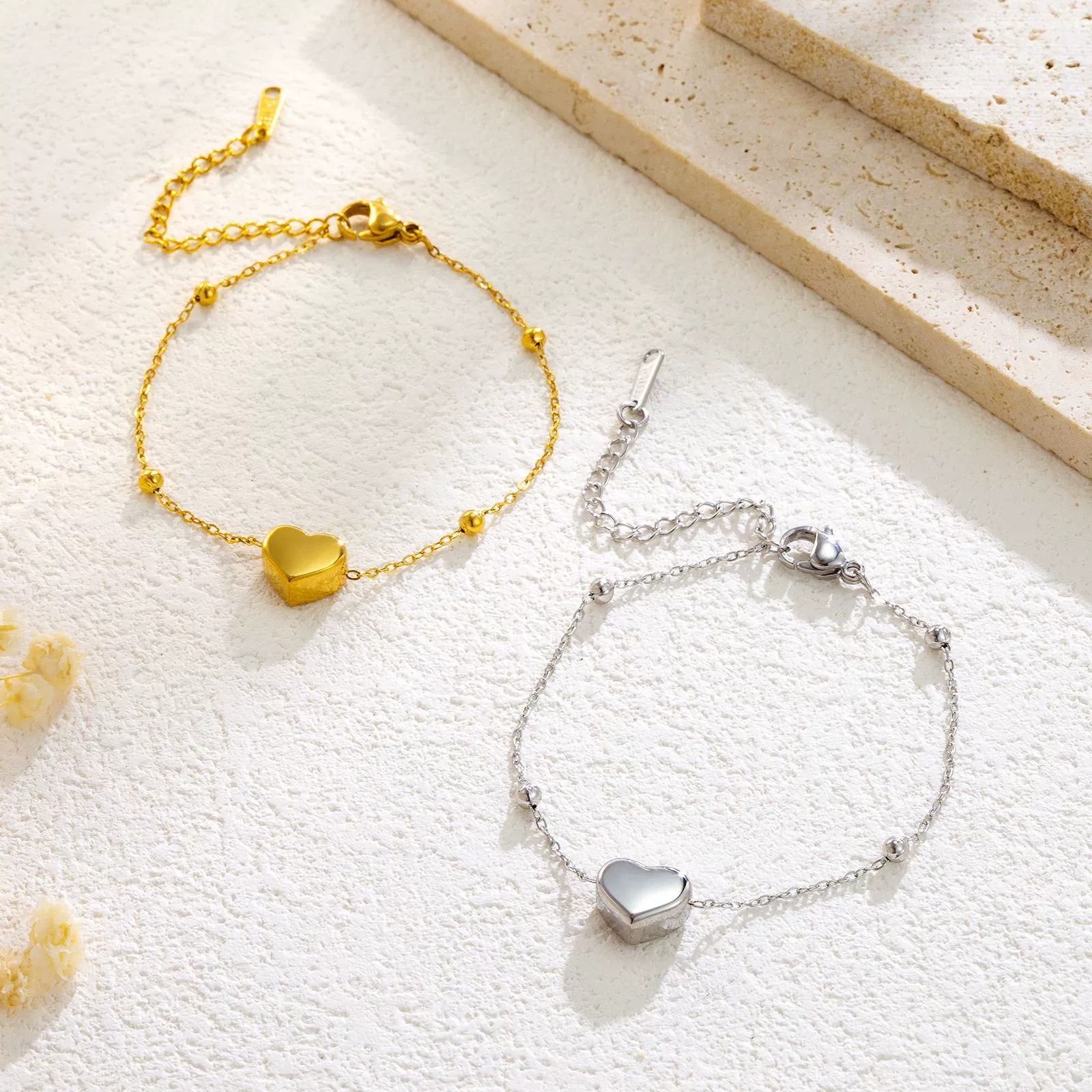 Simple Style Titanium Steel Heart Water Drop Bell Pattern Electroplated Necklace Bracelet Accessories For Women - Image 3