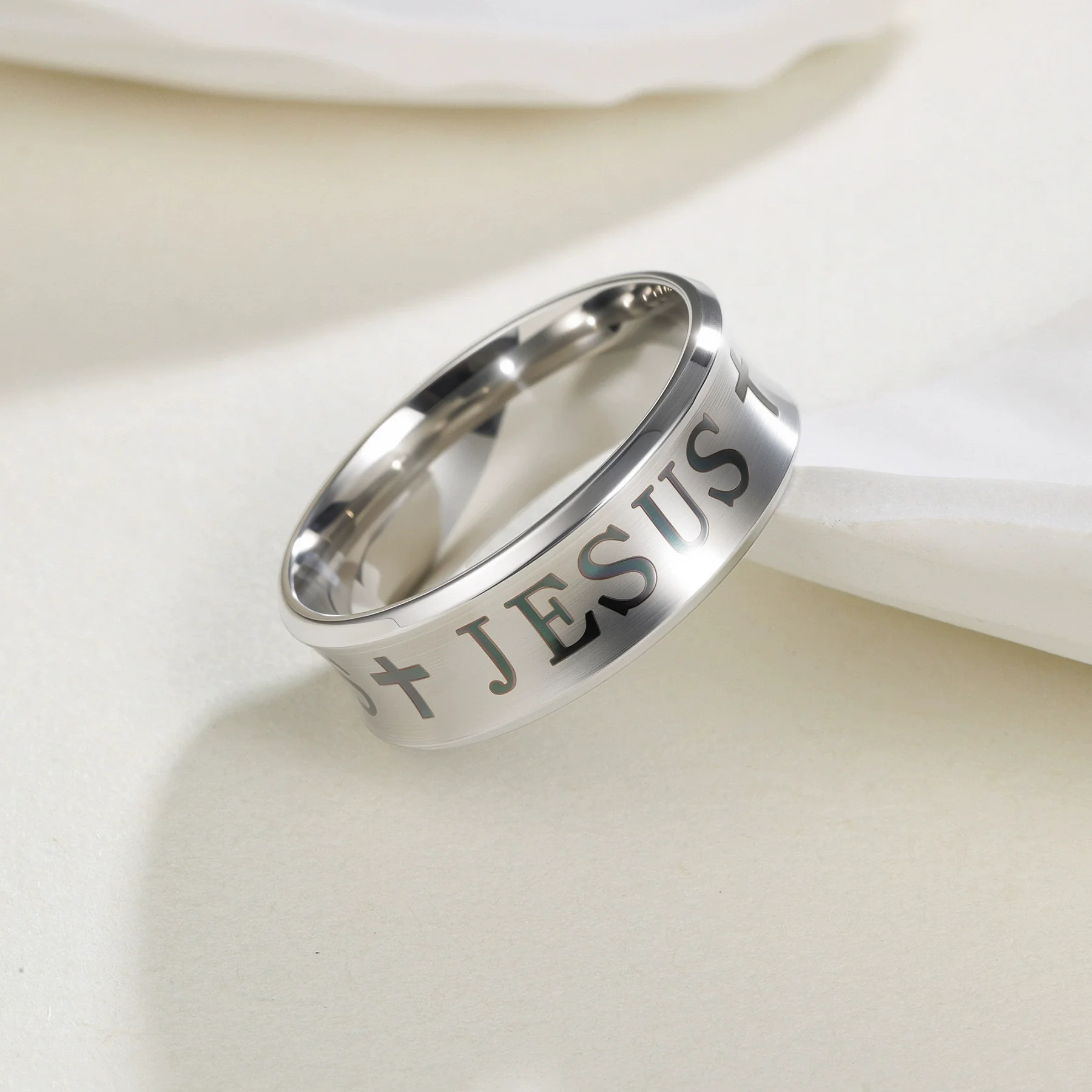 Simple Titanium Steel Geometric Ring Electroplating Unisex Jewelry - Image 2