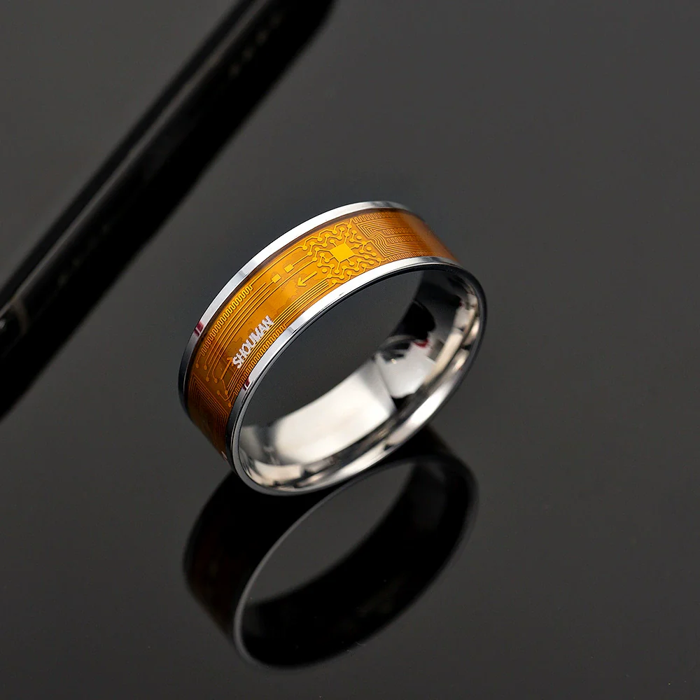 Smart Ring Nfc Smart Jewelry Titanium Steel With Letters Numbers Text Epoxy Treatment Unisex - Image 5