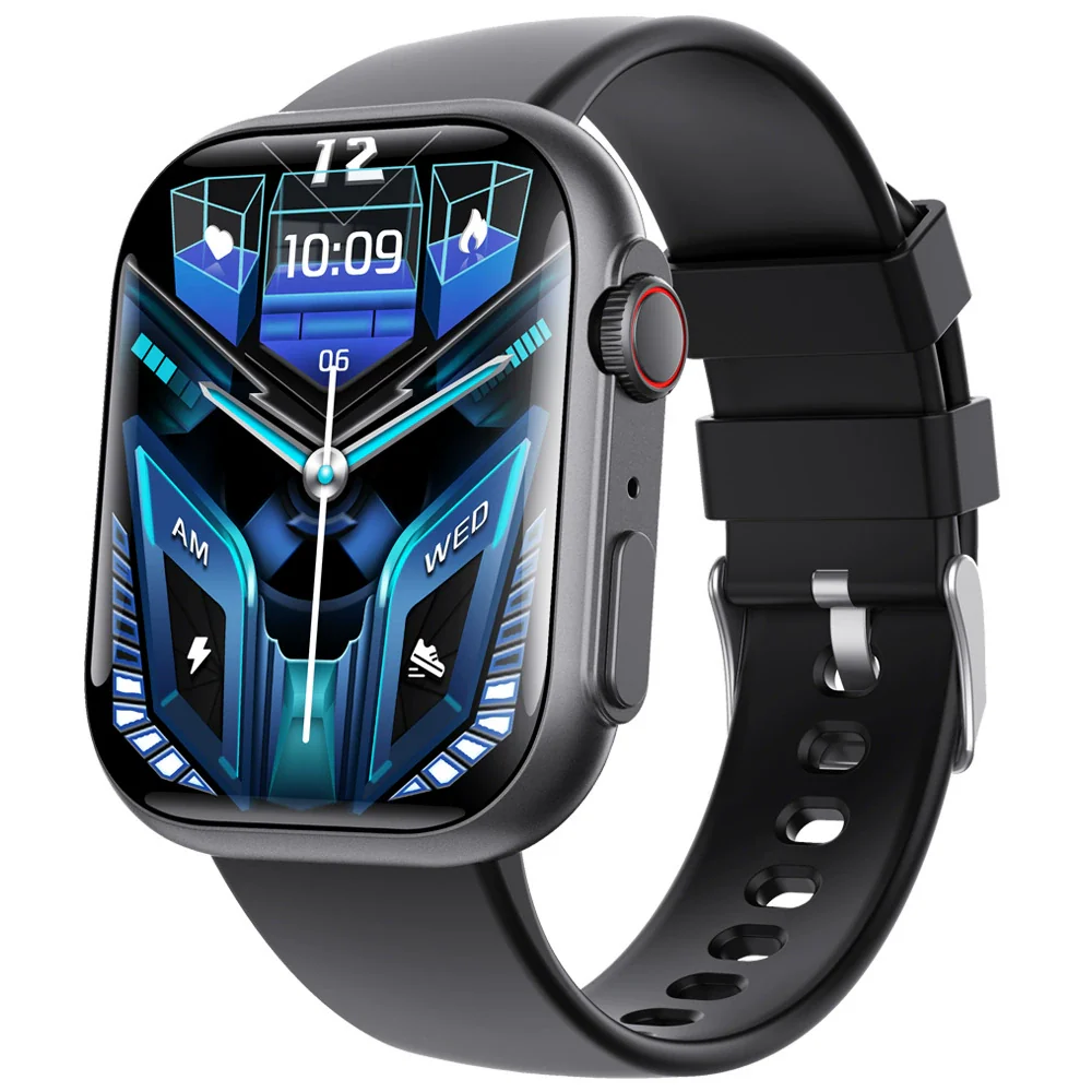 Smart Watch Aluminum Alloy Case Silicone Wrist Strap Square Dial Sporty Style Bluetooth Multitouch Screen For Health Monitoring - Image 4