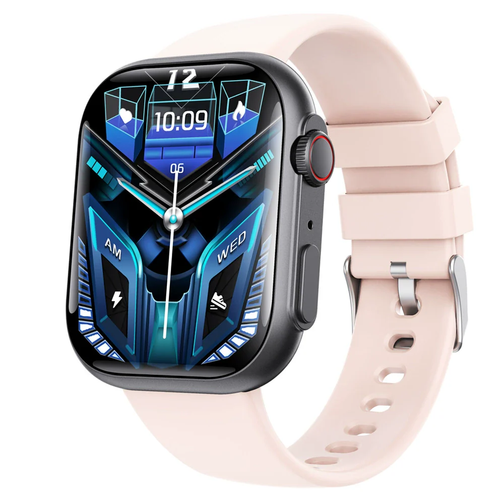 Smart Watch Aluminum Alloy Case Silicone Wrist Strap Square Dial Sporty Style Bluetooth Multitouch Screen For Health Monitoring - Image 5
