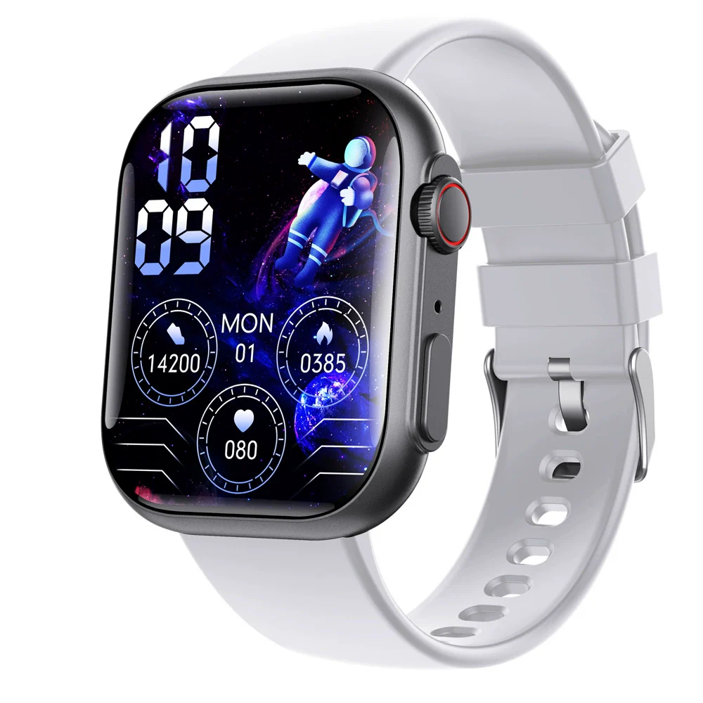 Smart Watch Aluminum Alloy Case Silicone Wrist Strap Square Dial Sporty Style Bluetooth Multitouch Screen For Health Monitoring - Image 6