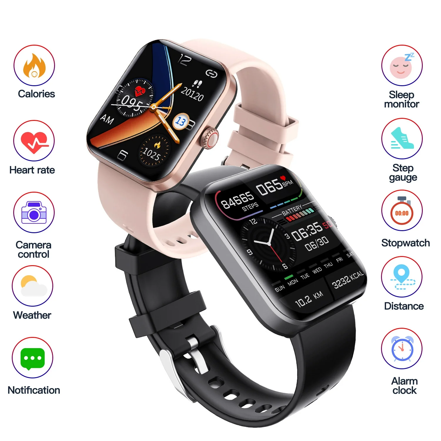 Smart Watch Aluminum Alloy Environmentally Friendly Silicone Square Health Sports Daily Waterproof Blood Oxygen Detection