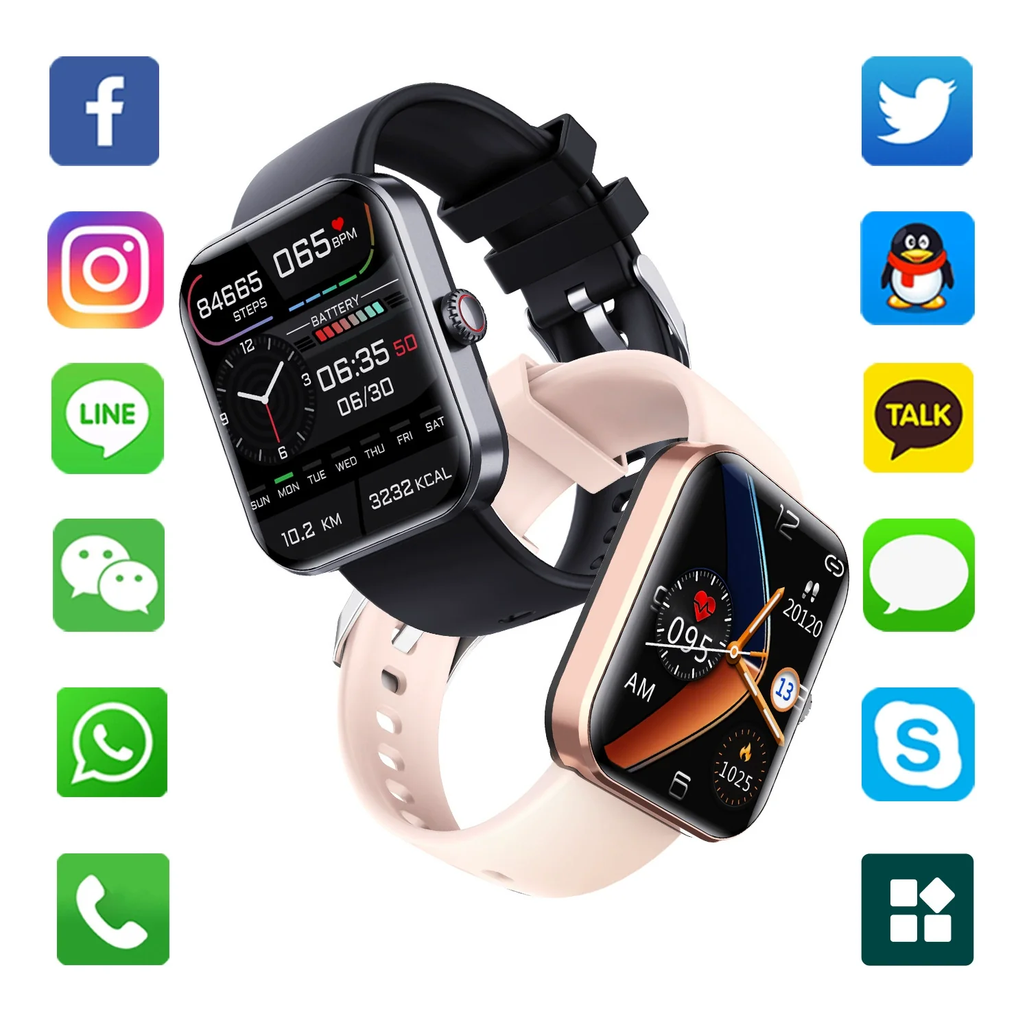 Smart Watch Aluminum Alloy Environmentally Friendly Silicone Square Health Sports Daily Waterproof Blood Oxygen Detection - Image 2