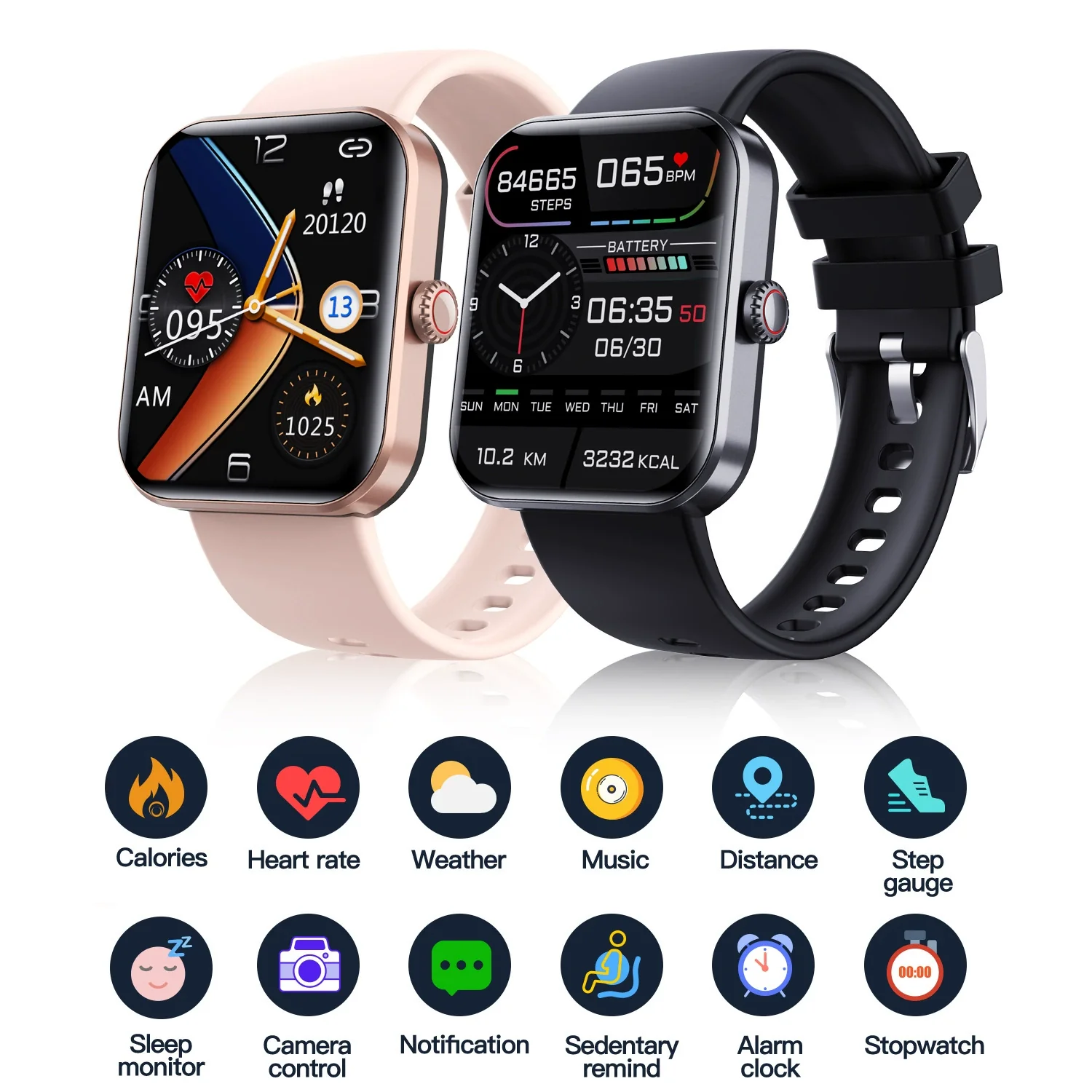 Smart Watch Aluminum Alloy Environmentally Friendly Silicone Square Health Sports Daily Waterproof Blood Oxygen Detection - Image 3