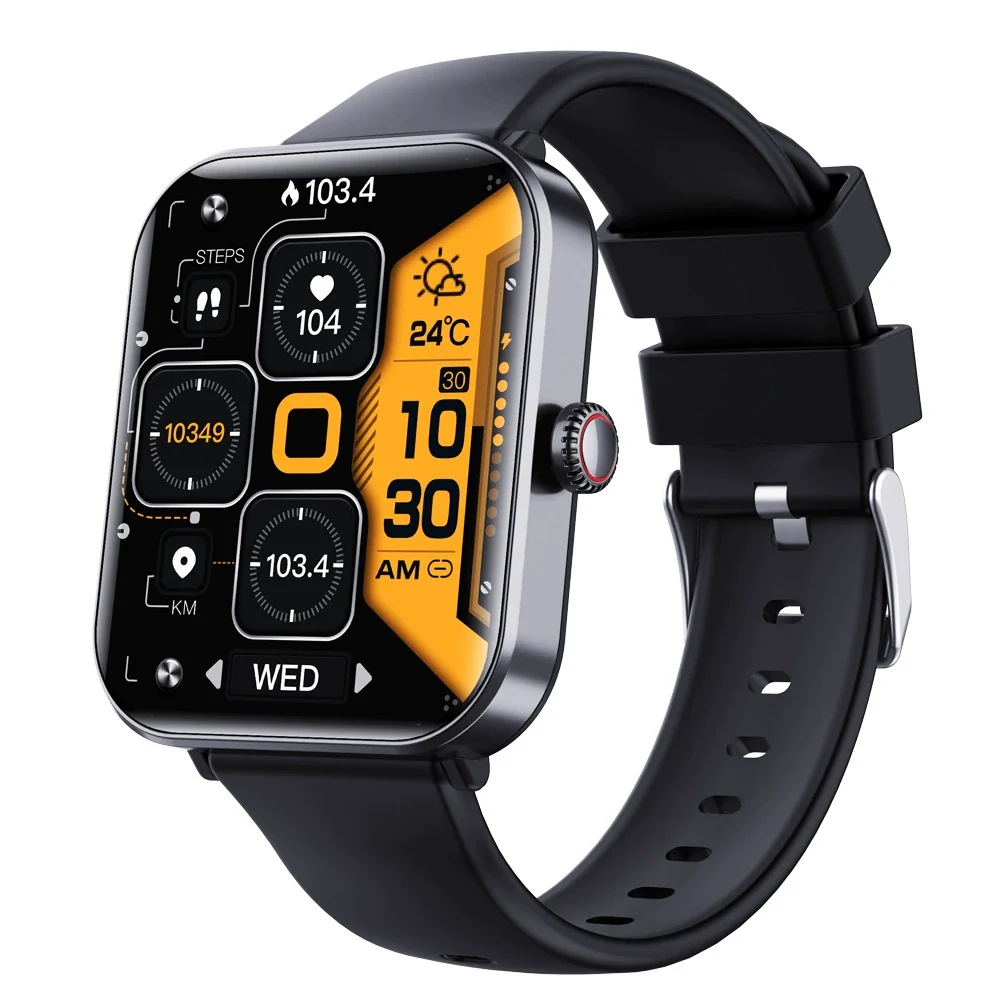 Smart Watch Aluminum Alloy Square Dial Sporty Style Silicone Strap Bluetooth Touch Screen Blood Oxygen Monitoring - Image 5
