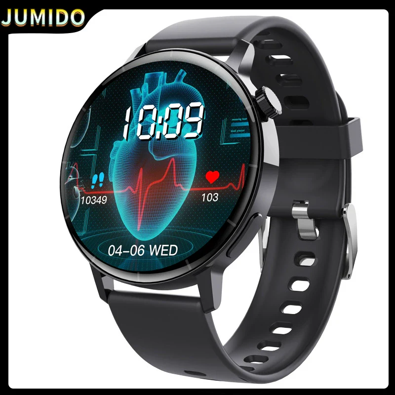 Smart Watch Silicone Wrist Strap Sporty Round Dial Bluetooth Touch Screen Heart Rate Sleep Blood Oxygen Etc Function