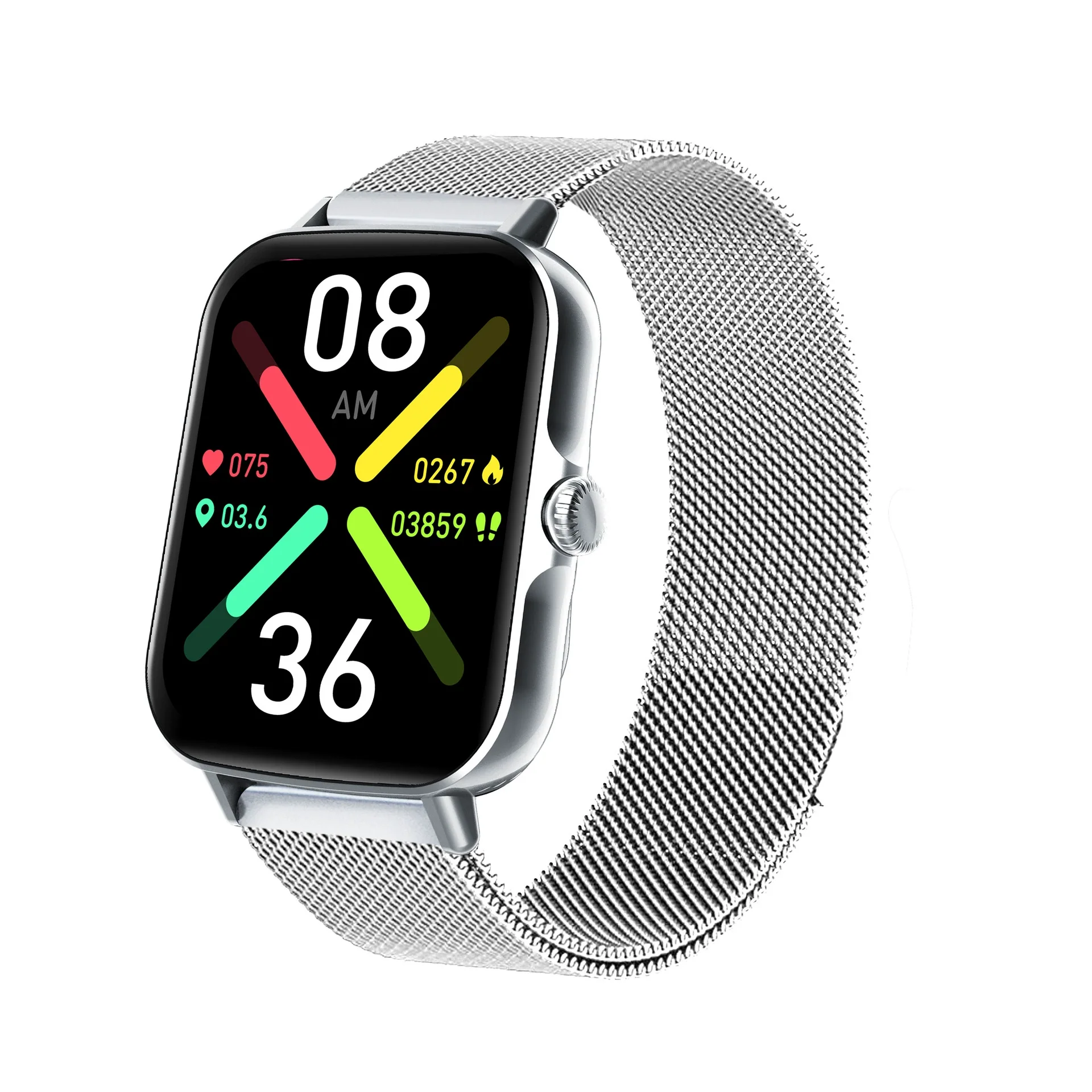 Smart Watch Silicone Wrist Strap Sporty Style Square Dial Blood Oxygen Test Multiexercise Modes Noninvasive Blood Sugar Siri Voice Dialing Touch Operation Compatible With Ios - Image 8