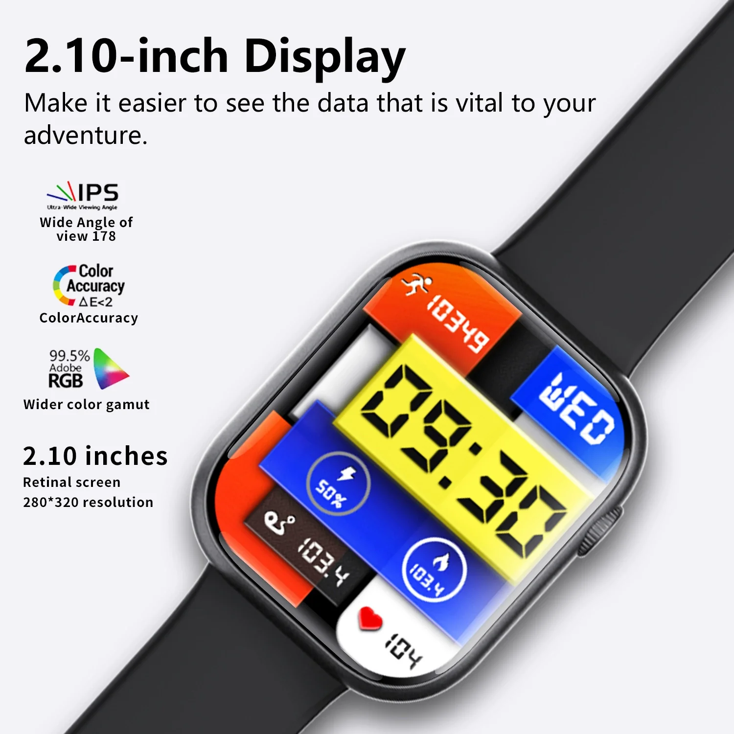 Smart Watch Square Dial Sporty Strap Silicone Wrist Strap Bluetooth Communication Blood Sugar Monitoring Breathing Training Calorie Step Counting Sos Fall For Help Oxygen Test - Image 2