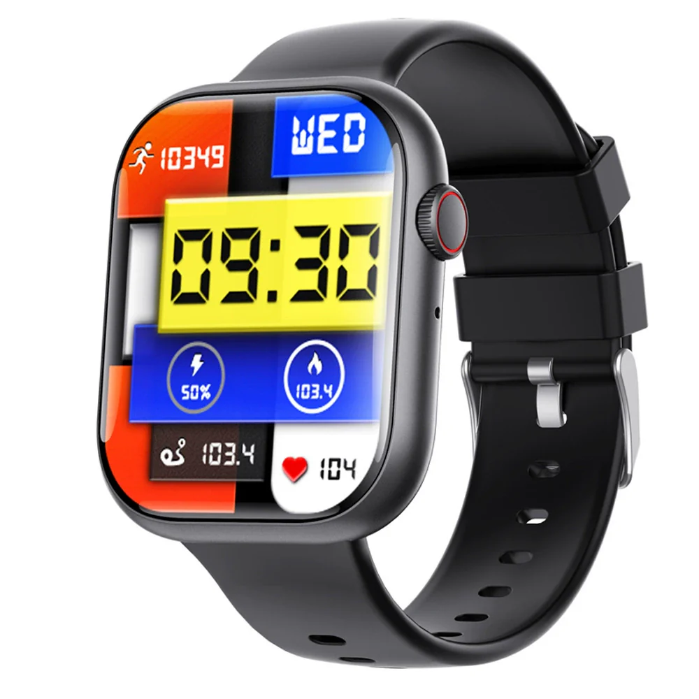 Smart Watch Square Dial Sporty Strap Silicone Wrist Strap Bluetooth Communication Blood Sugar Monitoring Breathing Training Calorie Step Counting Sos Fall For Help Oxygen Test - Image 3
