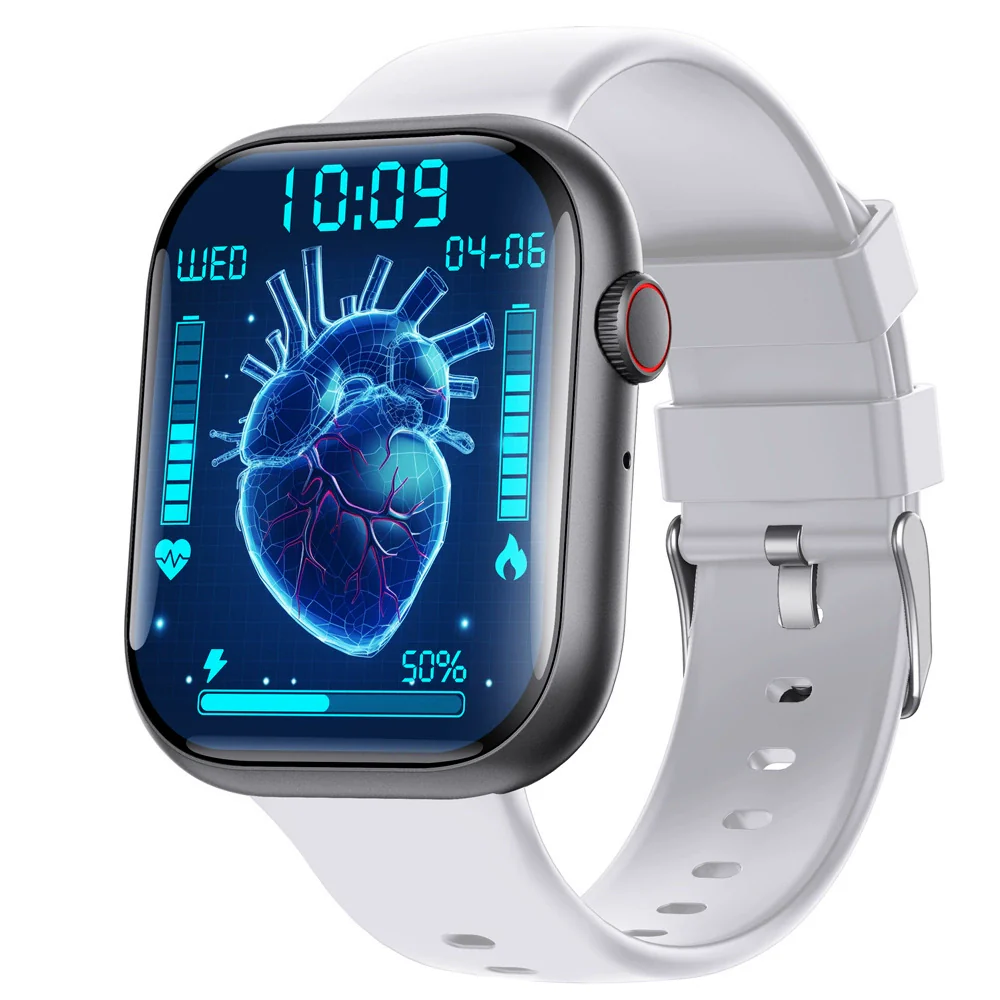 Smart Watch Square Dial Sporty Strap Silicone Wrist Strap Bluetooth Communication Blood Sugar Monitoring Breathing Training Calorie Step Counting Sos Fall For Help Oxygen Test - Image 5