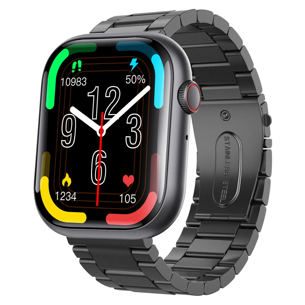 Smart Watch Square Dial Sporty Strap Silicone Wrist Strap Bluetooth Communication Blood Sugar Monitoring Breathing Training Calorie Step Counting Sos Fall For Help Oxygen Test - Image 6