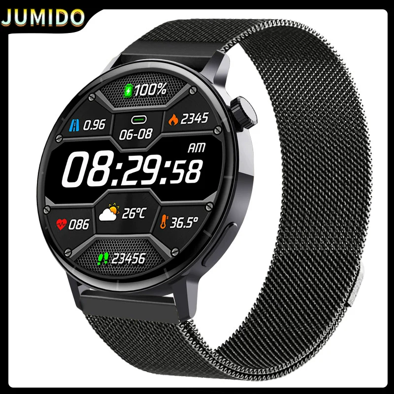 Smart Watch Third Generation Blood Glucose True Blood Oxygen Stress Test Call Exercise Body Temperature Hrv Silicone Wristband Round Dial Sporty Style