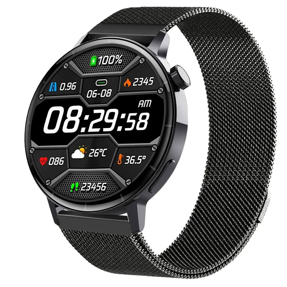 Smart Watch Third Generation Blood Glucose True Blood Oxygen Stress Test Call Exercise Body Temperature Hrv Silicone Wristband Round Dial Sporty Style - Image 6
