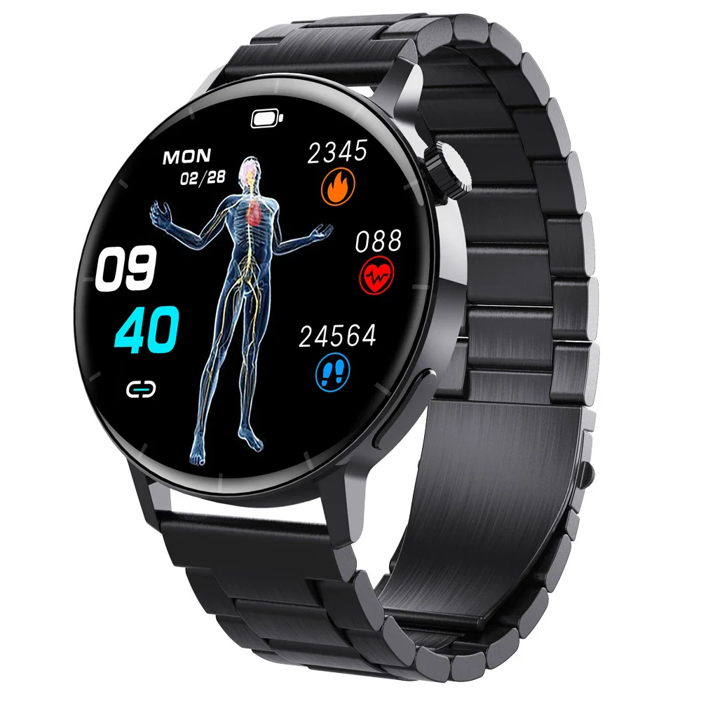 Smart Watch Third Generation Blood Glucose True Blood Oxygen Stress Test Call Exercise Body Temperature Hrv Silicone Wristband Round Dial Sporty Style - Image 7