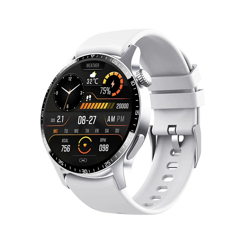 Smart Watch Titanium Alloy Case Silicone Wrist Strap Round Dial Multifunctional Sports Bluetooth Call Blood Pressure Heart Rate Blood Oxygen Monitoring - Image 4