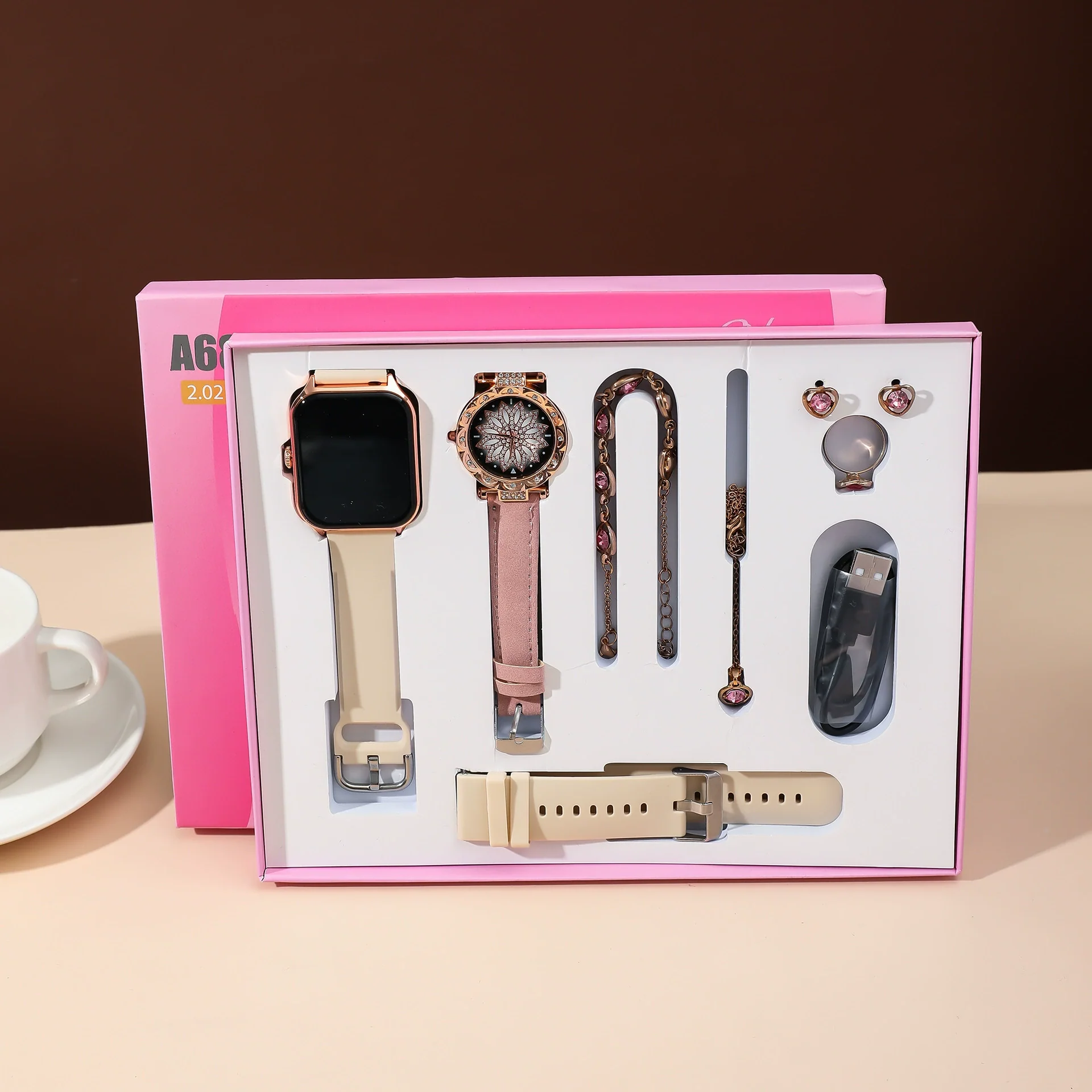 Smart Watch Women Jewelry Alloy Case Stainless Steel Clasp Imitation Leather Strap Round Dial Leisure Style - Image 2