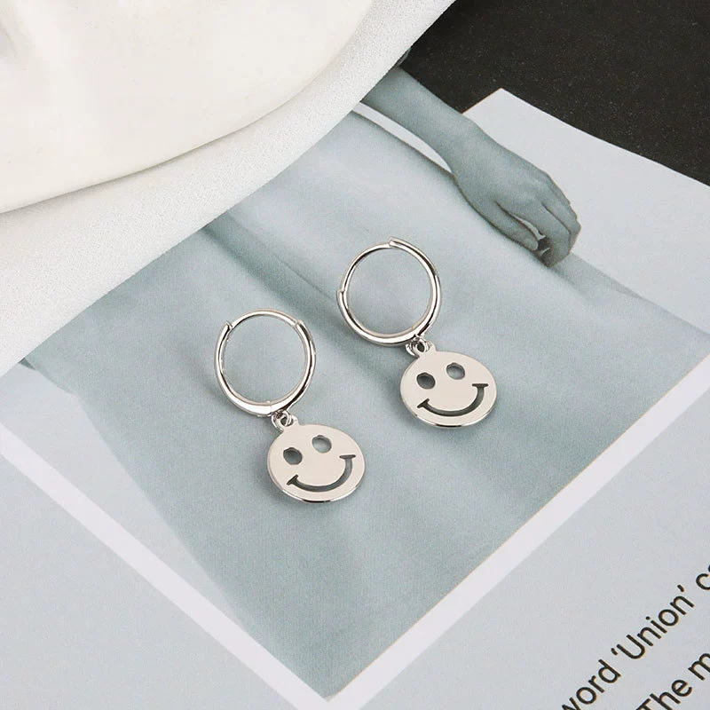 Smiley Earrings 925 Sterling Silver Geometric Electroplated - Image 6