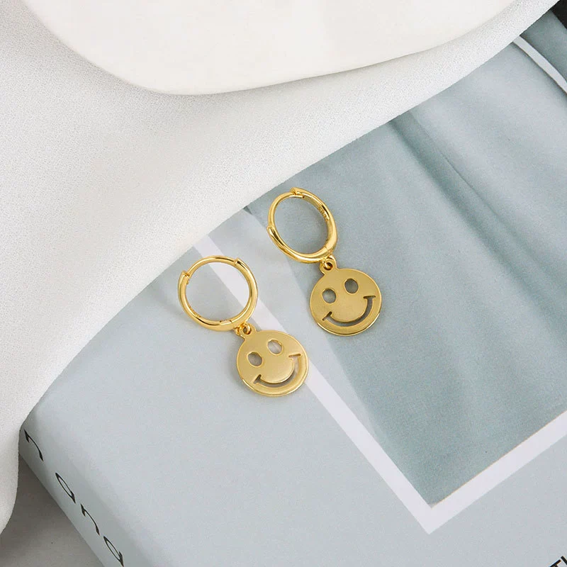 Smiley Earrings 925 Sterling Silver Geometric Electroplated - Image 7