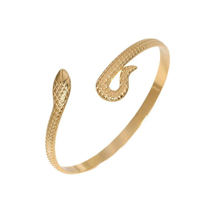 Snakeshaped Titanium Steel And Stainless Steel Bracelet 18K Goldplated Electroplated - Image 5