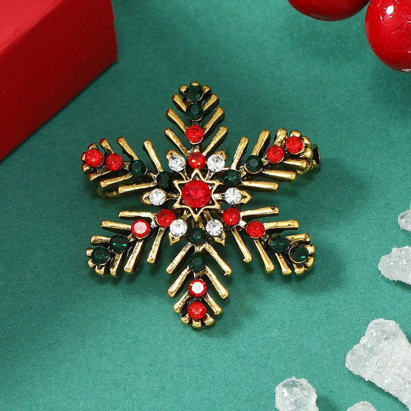 Snowflake And Star Brooch Jewelry For Women Electroplated Colorful Crystal Christmas Gift - Image 4