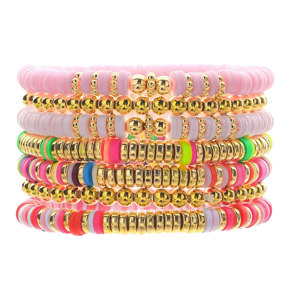 Soft Ceramic Copper Beads Acrylic Handmade Geometric Unisex Bracelet - Image 15