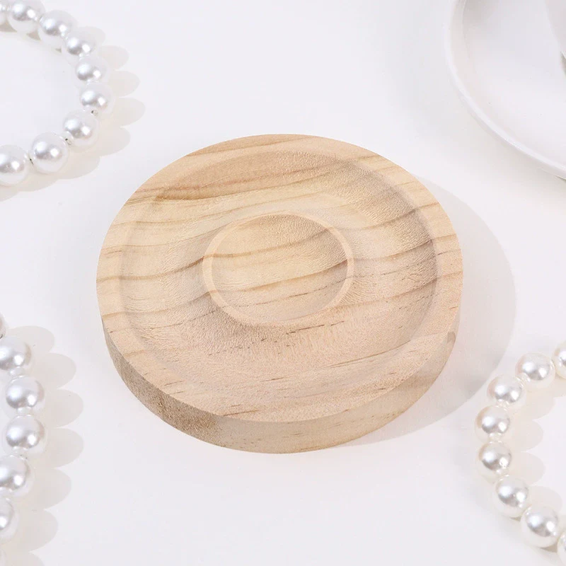 Solid Wood Jewelry Display Tray For Bracelet Buddha Beads Round Splicing Design - Image 8