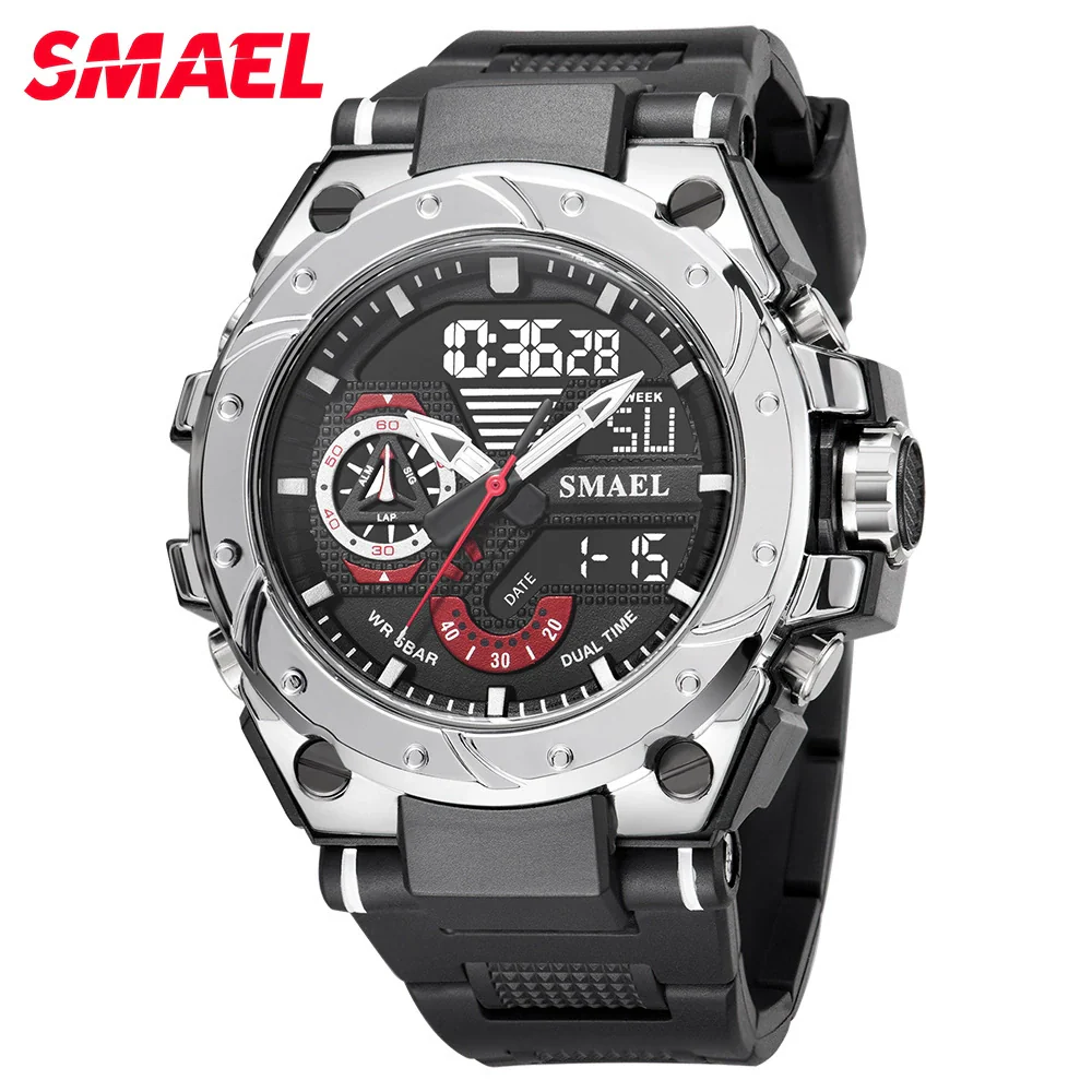 Sports Alloy Watch For Men With Plastic Mirror Round Dial And Pu Strap - Image 2