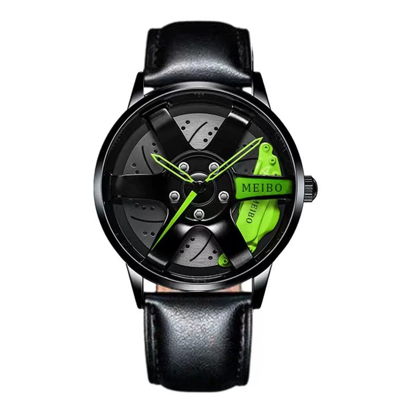 Sports Car Wheel Belt Quartz Watch For Men Alloy Case Imitation Leather Strap Stainless Steel Buckle Round Dial Leisure Style - Image 6