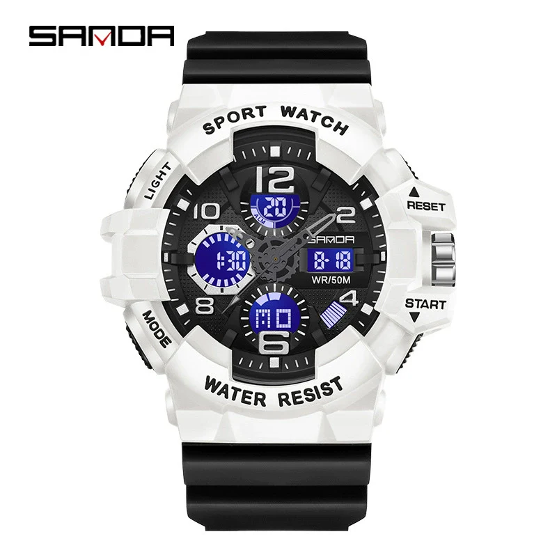 Sports Digital Watch Tpu Abs Acrylic Mirror Round Dial Fashion Style - Image 4