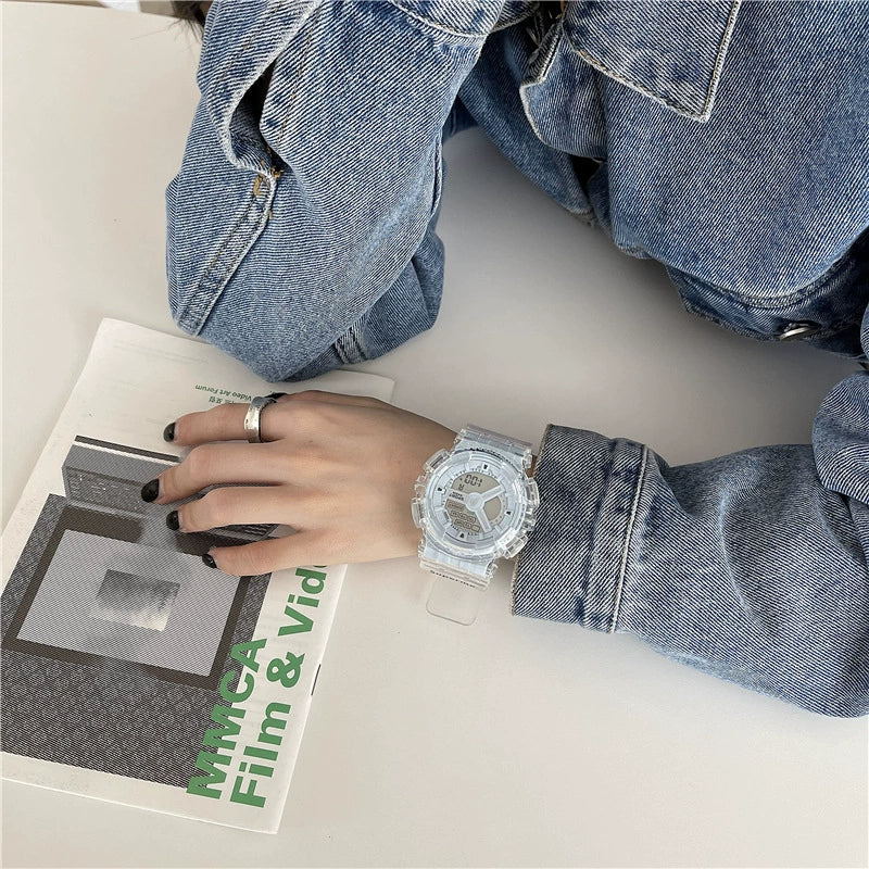 Sports Electronic Watch Plastic And Silicone Material Leisure Style Waterproof Luminous Multifunctional For Men And Women - Image 2