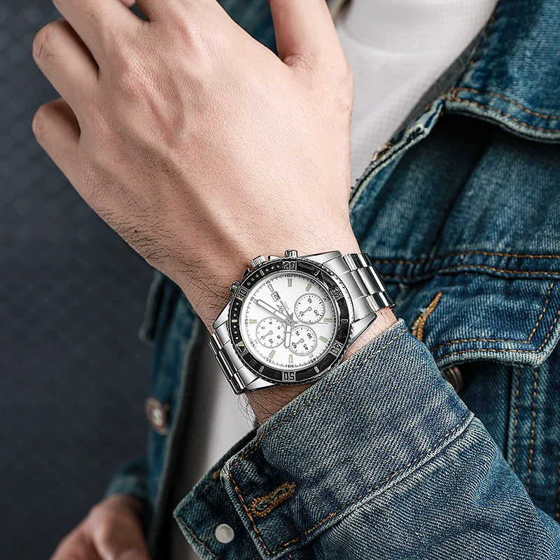 Sports Leisure Trend Quartz Watch Alloy Case Steel Band Round Dial - Image 2