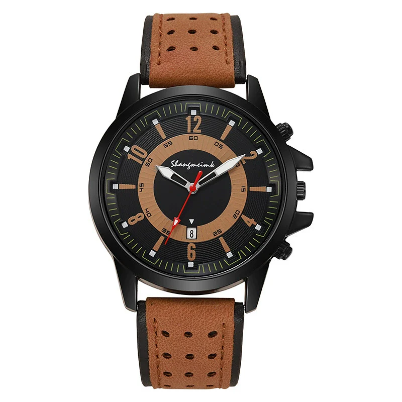 Sports Men's Quartz Watch Alloy Case Imitation Leather Strap Stainless Steel Buckle Round Dial - Image 5