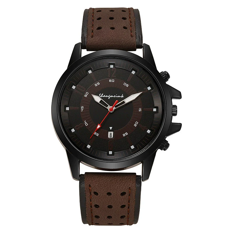Sports Men's Quartz Watch Alloy Case Imitation Leather Strap Stainless Steel Buckle Round Dial - Image 7