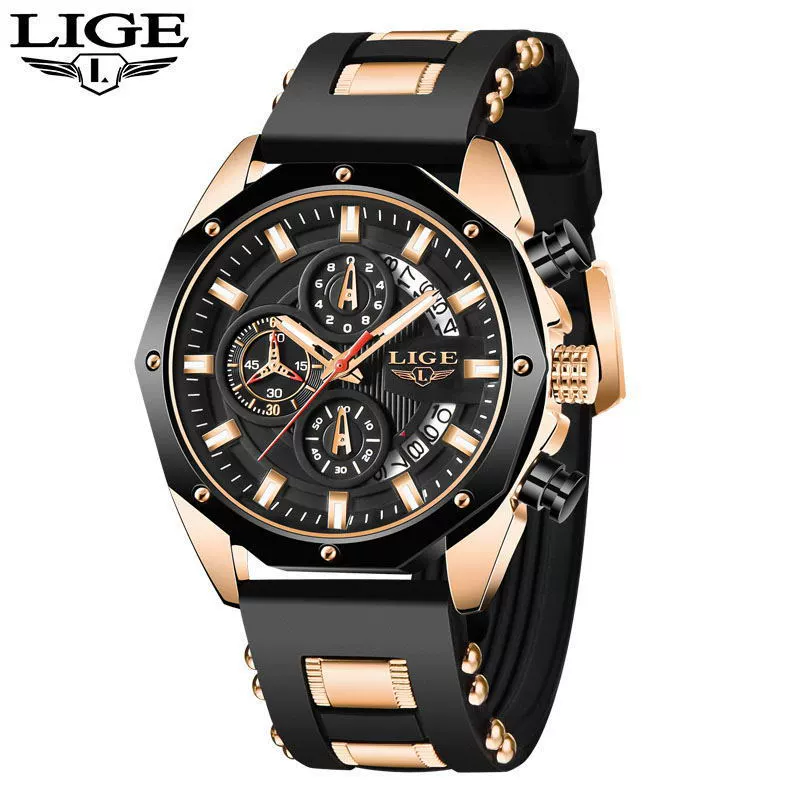 Sports Quartz Watch Alloy Case Silicone Strap Stainless Steel Clasp Round Dial For Adults - Image 6