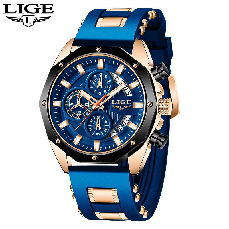 Sports Quartz Watch Alloy Case Silicone Strap Stainless Steel Clasp Round Dial For Adults - Image 7