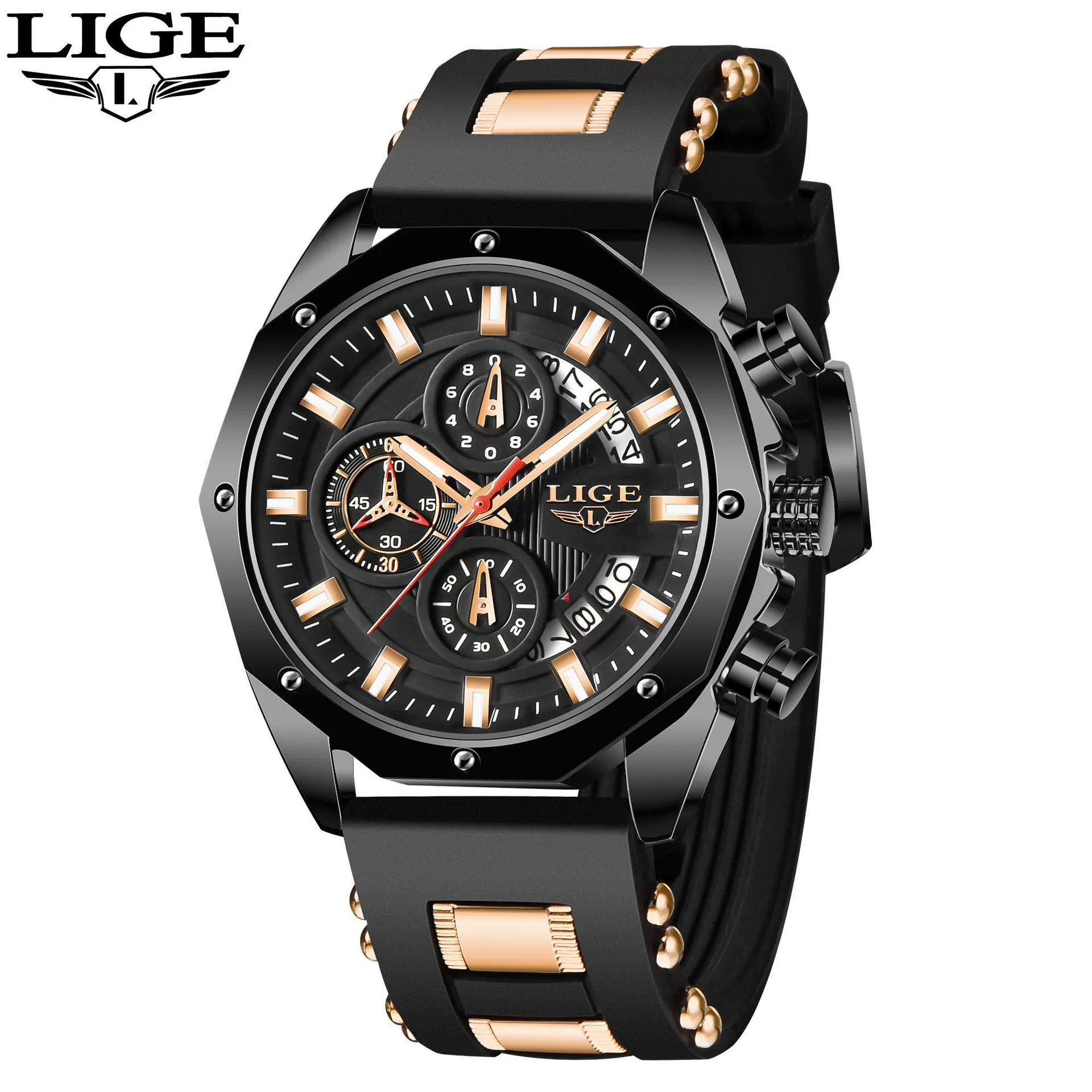 Sports Quartz Watch Alloy Case Silicone Strap Stainless Steel Clasp Round Dial For Adults - Image 9