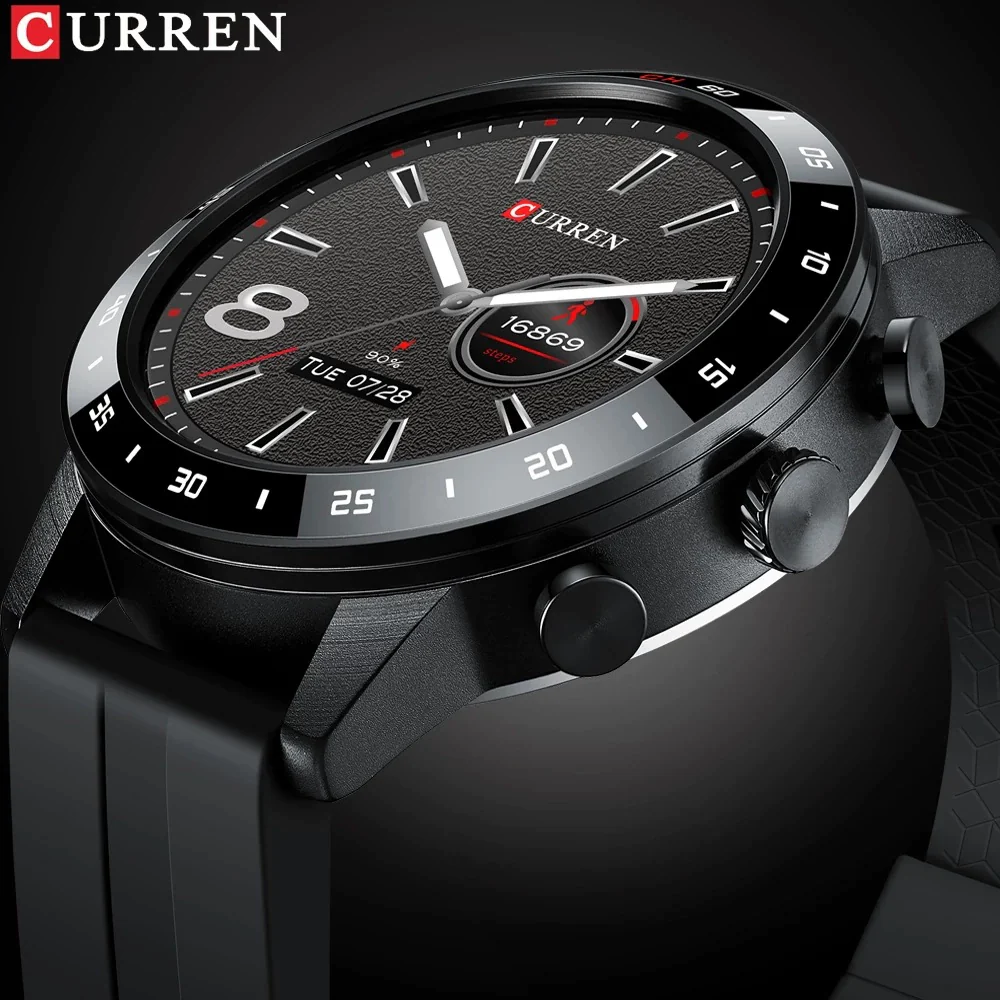 Sports Smart Watch With Organic Glass Mirror Silicone Strap Stainless Steel Buckle Round Dial - Image 2