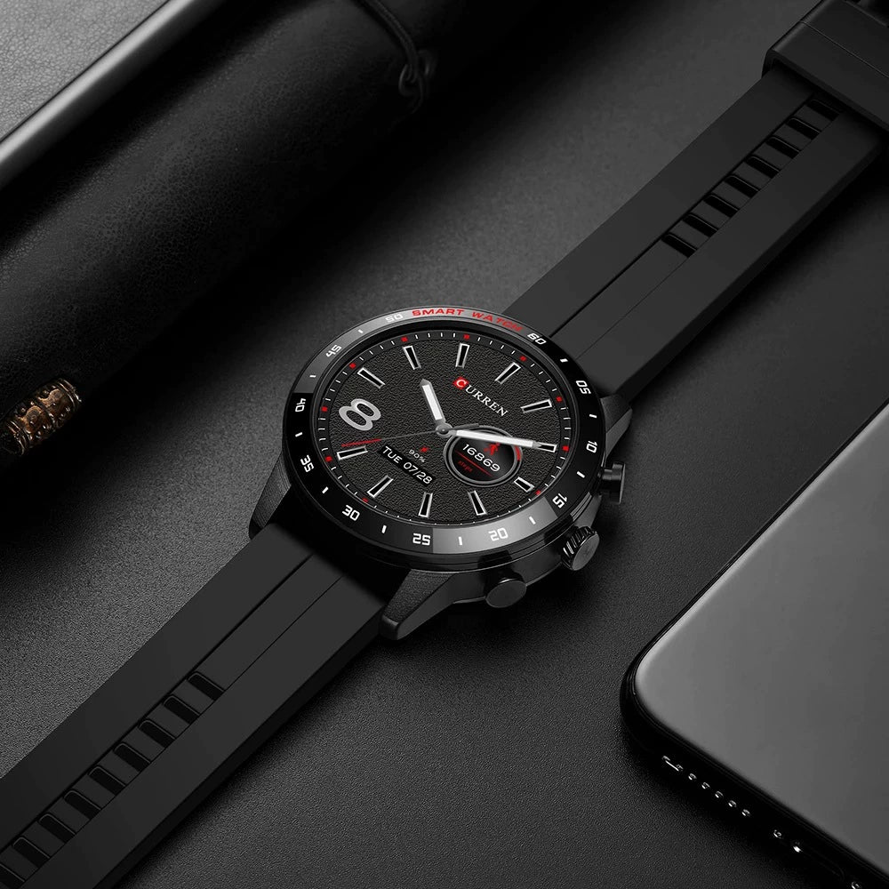 Sports Smart Watch With Organic Glass Mirror Silicone Strap Stainless Steel Buckle Round Dial - Image 3