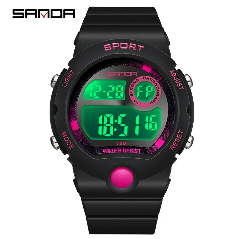 Sports Student Waterproof Watch Acrylic Mirror Round Dial Abs Tpu Small Fresh Style Digital Watch For Men And Women - Image 10