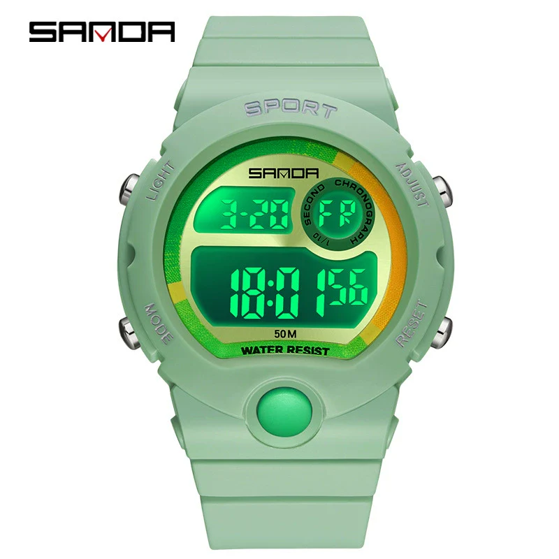 Sports Student Waterproof Watch Acrylic Mirror Round Dial Abs Tpu Small Fresh Style Digital Watch For Men And Women - Image 4