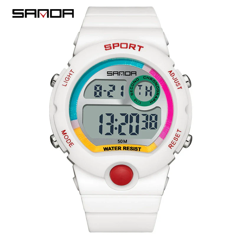 Sports Student Waterproof Watch Acrylic Mirror Round Dial Abs Tpu Small Fresh Style Digital Watch For Men And Women - Image 7