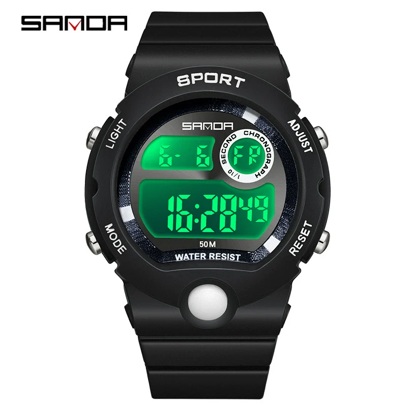Sports Student Waterproof Watch Acrylic Mirror Round Dial Abs Tpu Small Fresh Style Digital Watch For Men And Women - Image 8