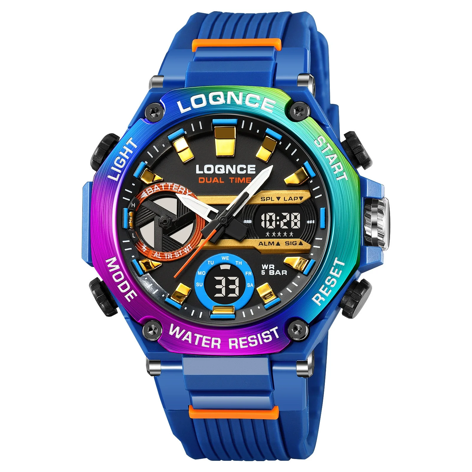 Sports Watch Abs Alloy High Transparent Resin Pu Luminous Multifunctional Waterproof Round Octagonal Personality Geometric - Image 7
