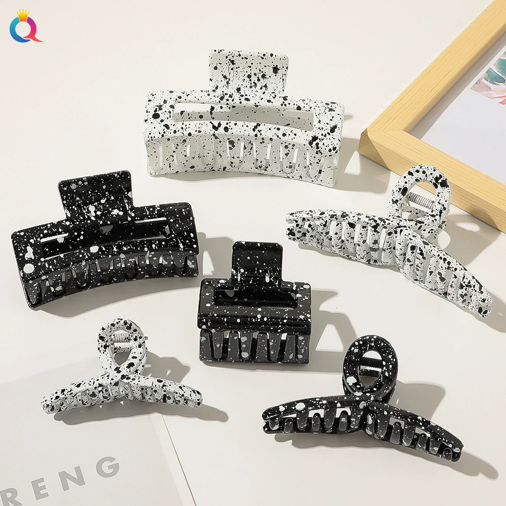 Spraypainted Plastic Handmade Women's Square Cross Hair Clip Hair Accessories