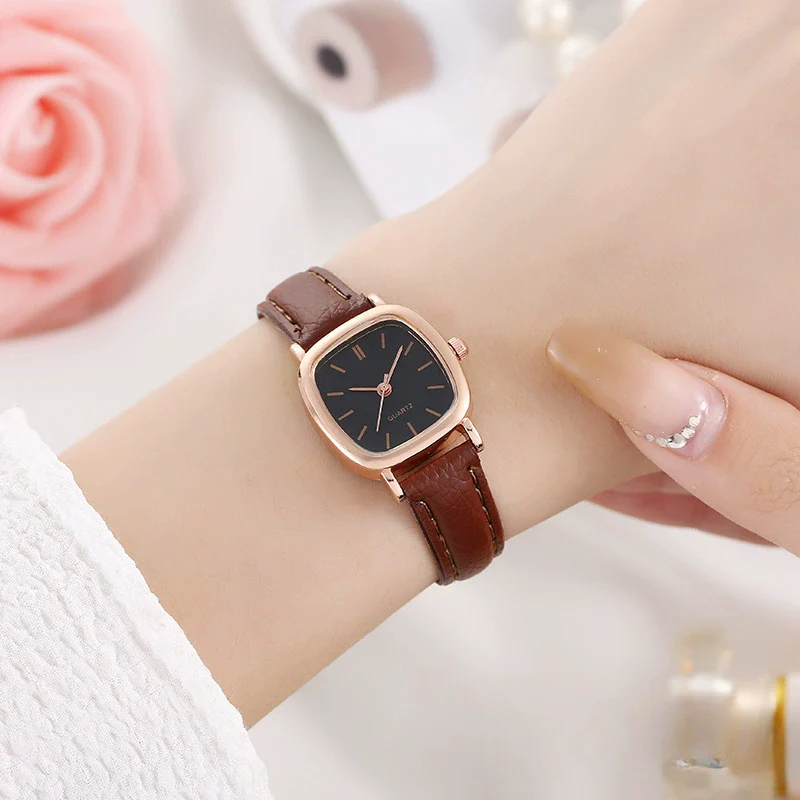 Square Alloy Case Imitation Leather Strap Quartz Watch For Girls Simple Elegant And Leisure Style - Image 2