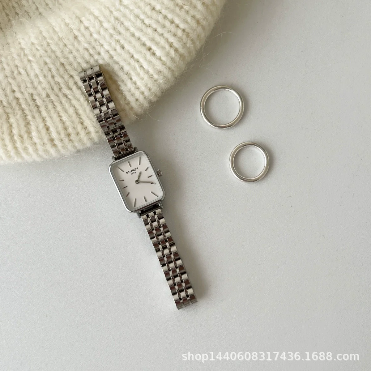 Square Alloy Steel Belt Quartz Women's Light Luxury Simple Fashion Watch