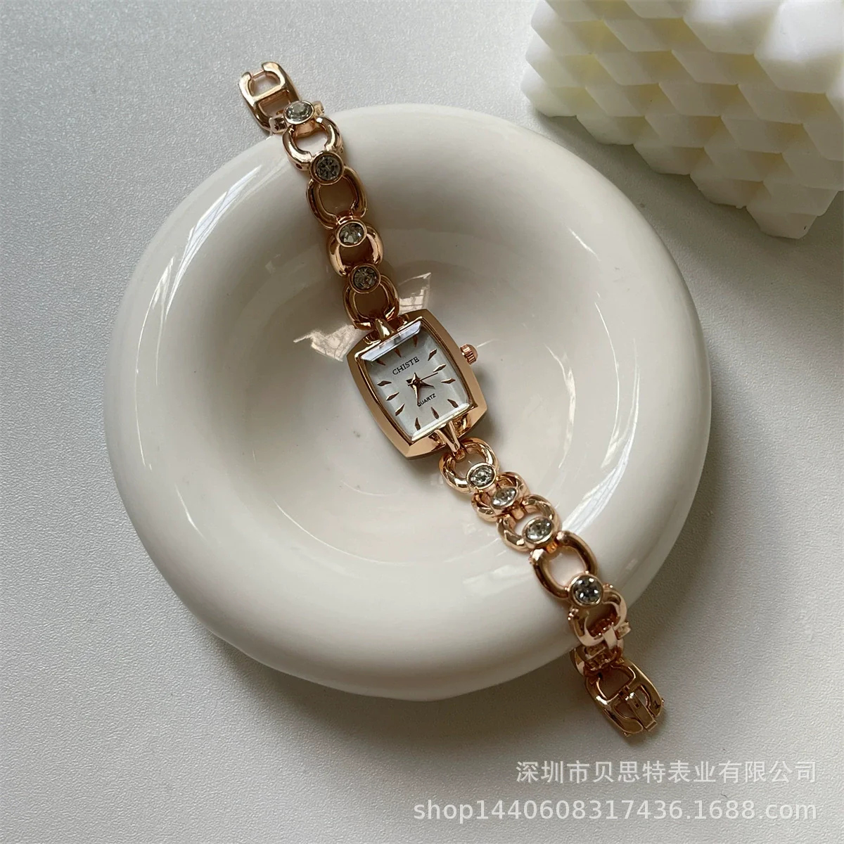 Square Diamond Bracelet Watch For Women Alloy Case Ordinary Glass Mirror Medieval Style - Image 2